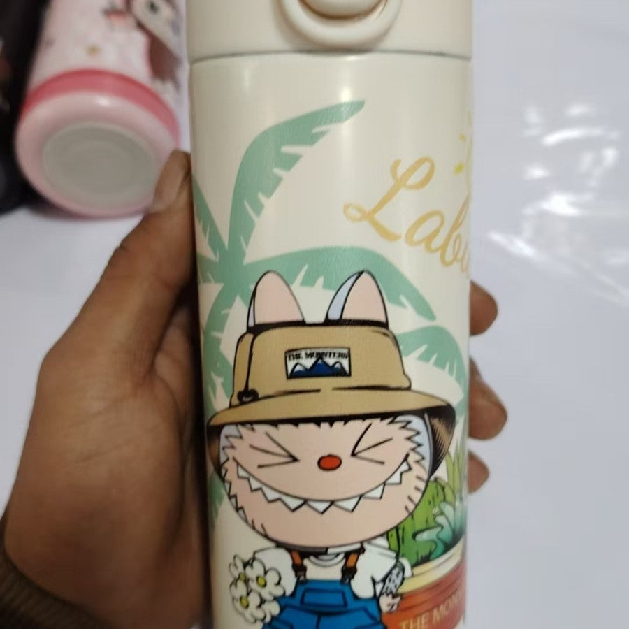 Cute Popmart Labubu Stainless Steel Thermos Bottle – Kids Cartoon Cup