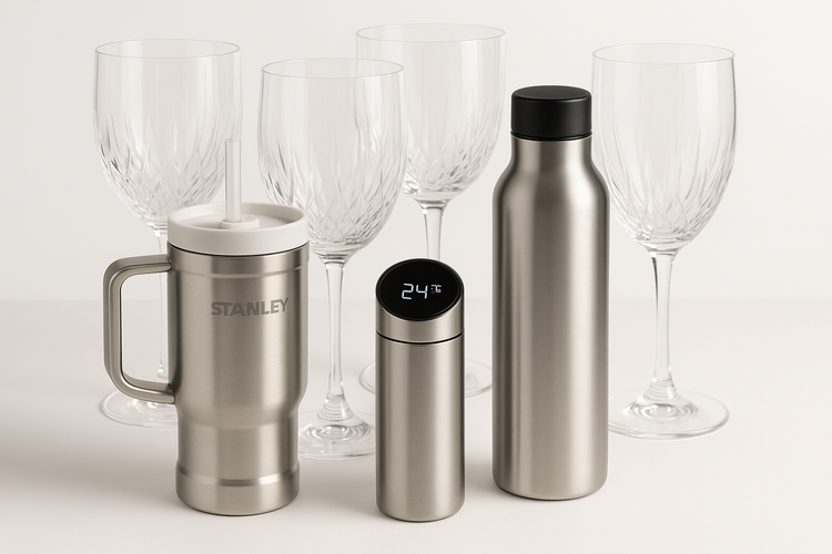 A set of drinkware.