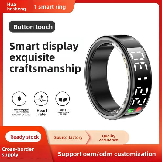 Smart Ring Sr08 with Display Display Display Data Blood Oxygen/Heart Rate/Step Counting/Sleep/Time/Power Battery Ring