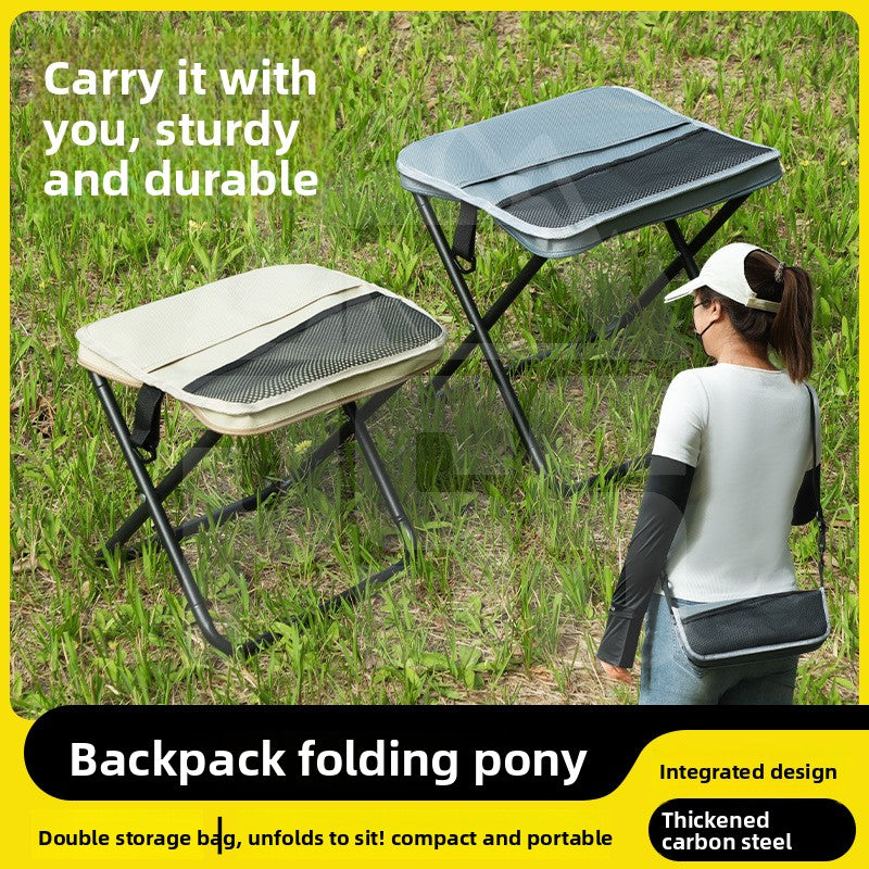 Portable Lightweight Folding Outdoor Chair with Storage Pocket & Shoulder Strap
