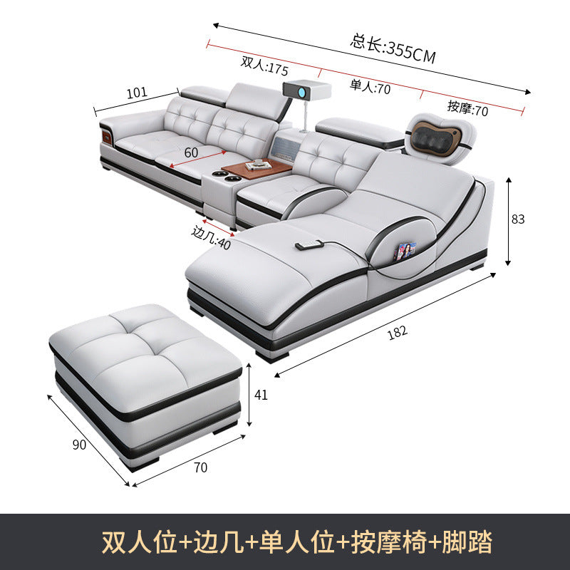Multifunctional Corner Sofa with Stylish Electric Leather & Massage