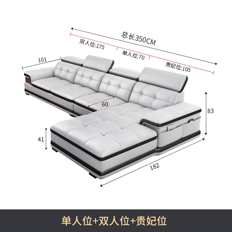 Multifunctional Corner Sofa with Stylish Electric Leather & Massage