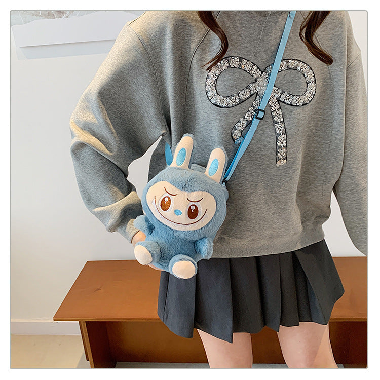 Labubu Plush Doll Fashionable Side Bag – Cute Popmart Crossbody Shoulder Bag