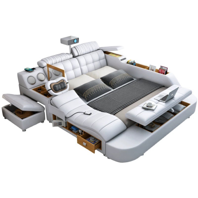 Multifunctional Leather Upholstered Bed - Modern Simple Design