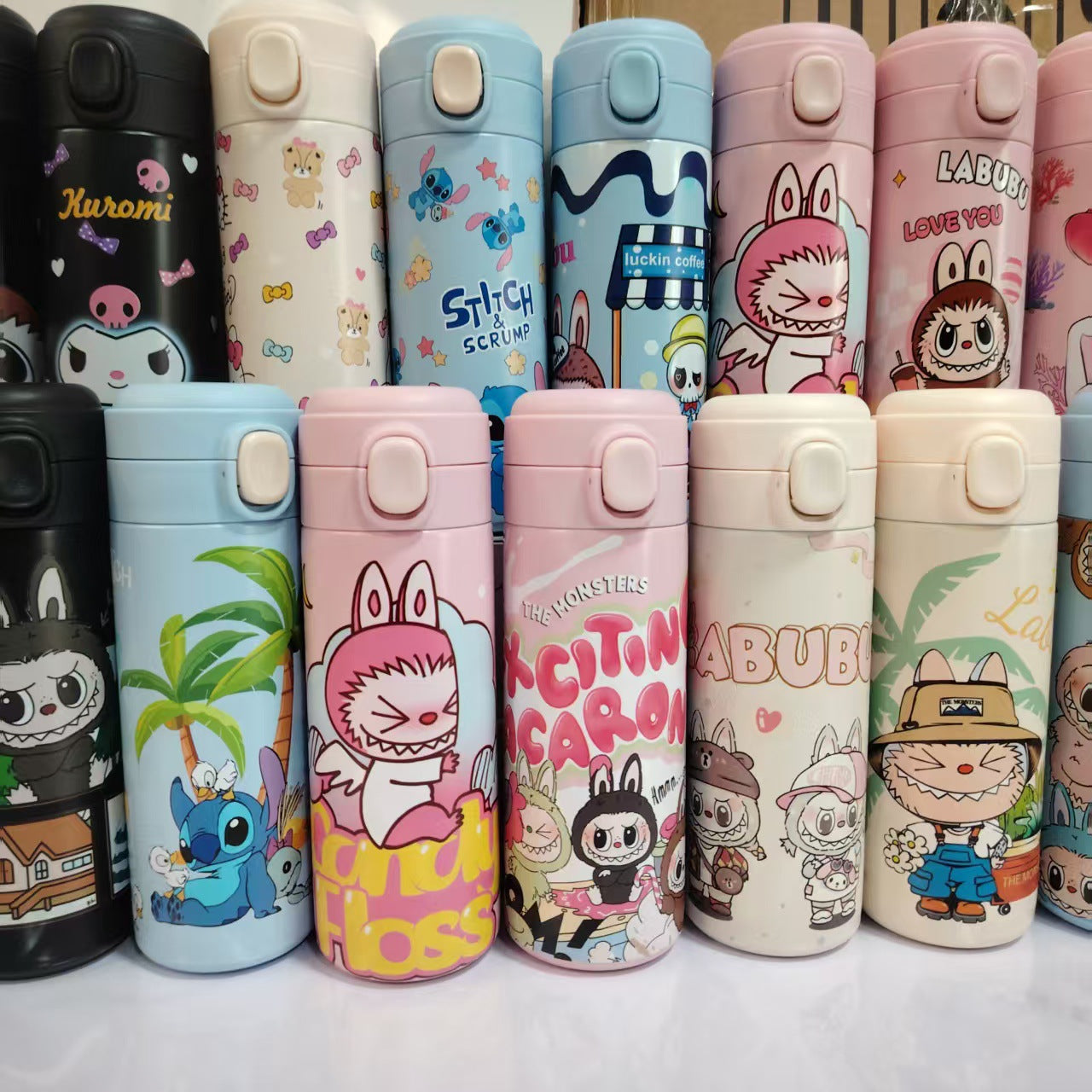 Cute Popmart Labubu Stainless Steel Thermos Bottle – Kids Cartoon Cup