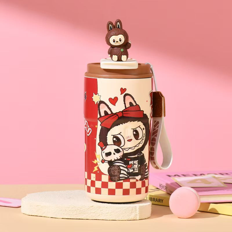 Cute Popmart Labubu Stainless Steel Thermos Bottle – for Water and Beverages
