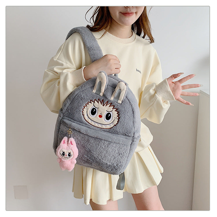 Labubu Plush Doll Fashionable Side Bag – Cute Popmart Crossbody Shoulder Bag