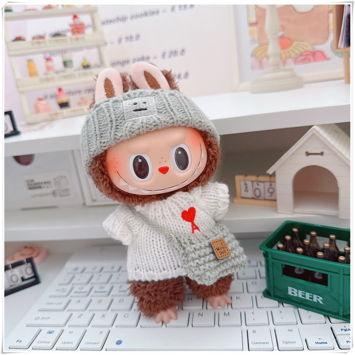 Labubu Set of CLOTHES ONLY – Sweater, Hat & Crossbody Bag Combo