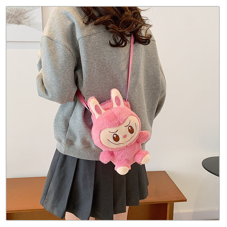 Labubu Plush Doll Fashionable Side Bag – Cute Popmart Crossbody Shoulder Bag