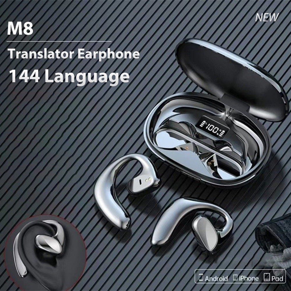 M8 Smart Ai Translation Headset with Real-Time Voice Translation - 144 Languages - Two-Way Dialogue Bluetooth