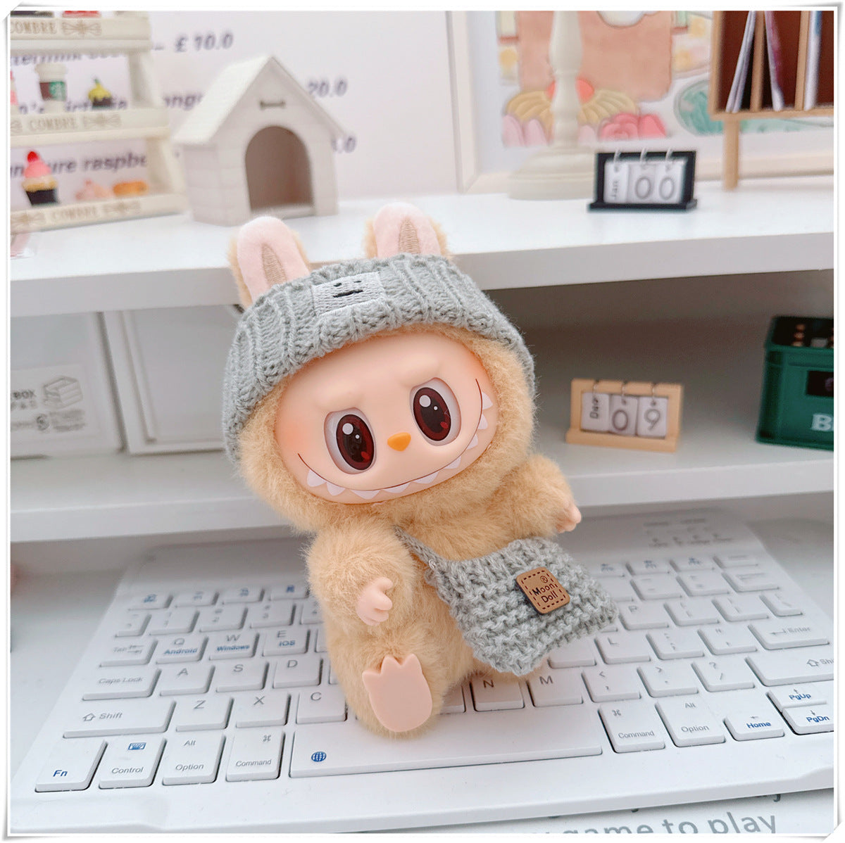 Labubu Set of CLOTHES ONLY – Sweater, Hat & Crossbody Bag Combo