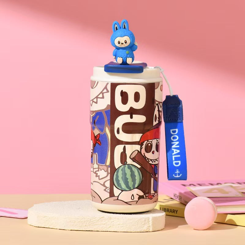 Cute Popmart Labubu Stainless Steel Thermos Bottle – for Water and Beverages