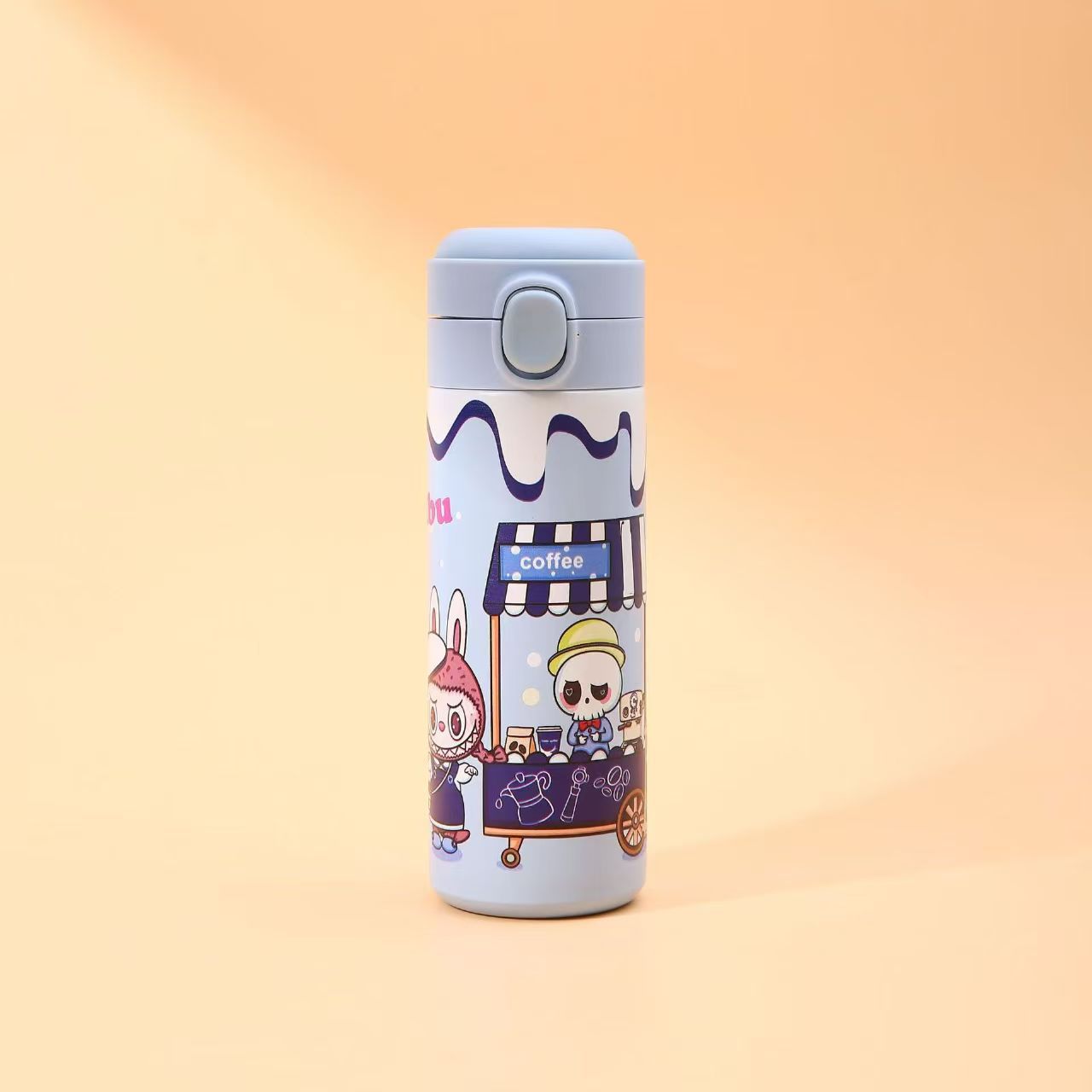 Cute Popmart Labubu Stainless Steel Thermos Bottle – Kids Cartoon Cup