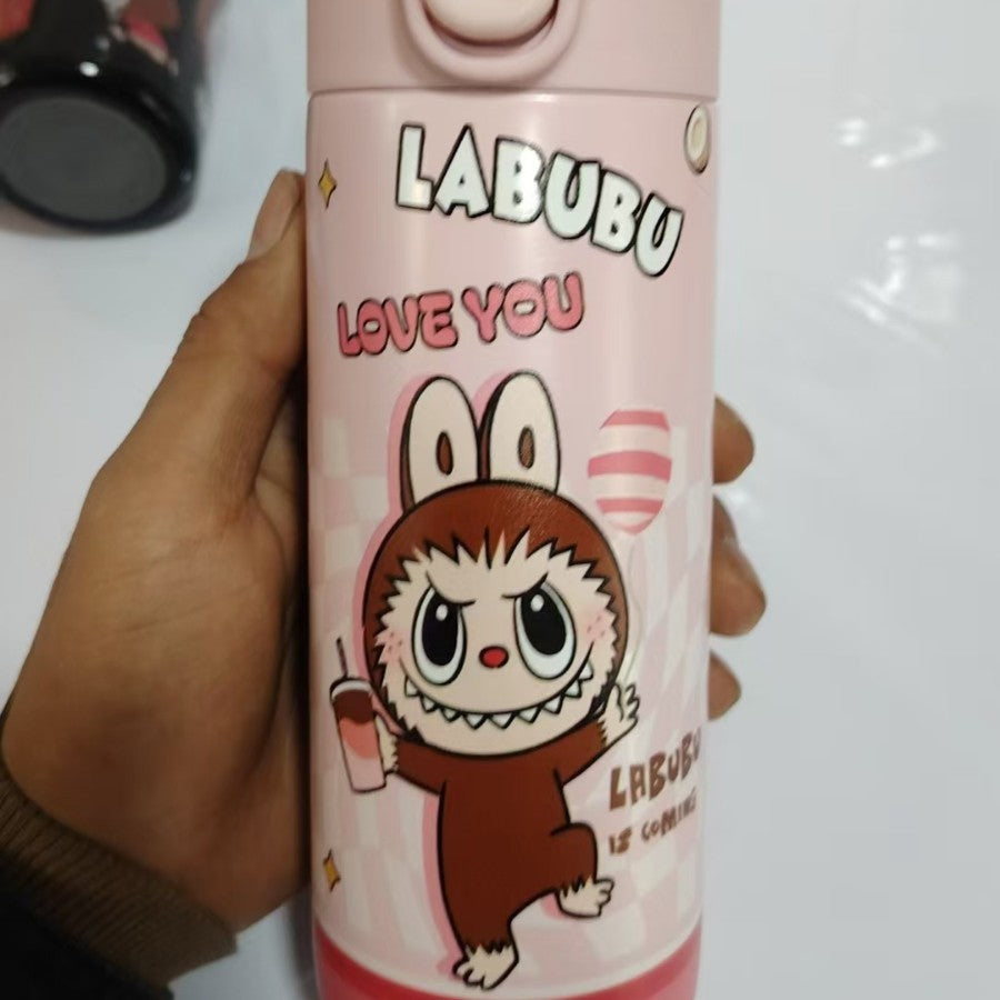 Cute Popmart Labubu Stainless Steel Thermos Bottle – Kids Cartoon Cup