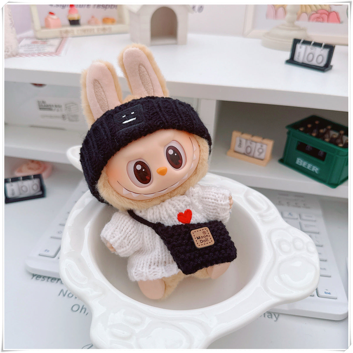 Labubu Set of CLOTHES ONLY – Sweater, Hat & Crossbody Bag Combo