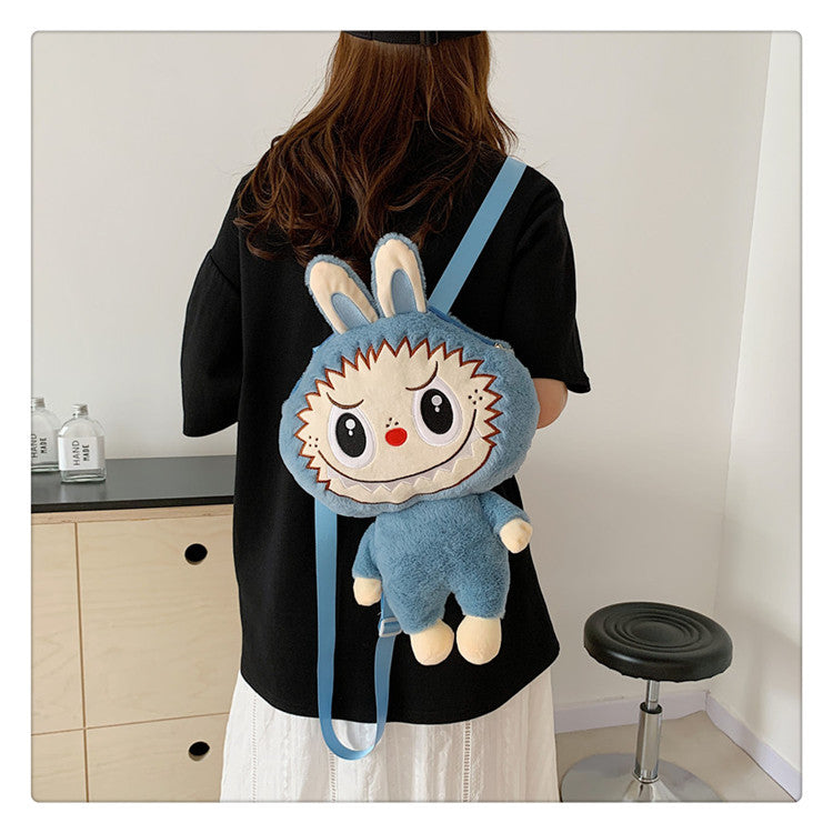 Labubu Plush Doll Fashionable Side Bag – Cute Popmart Crossbody Shoulder Bag