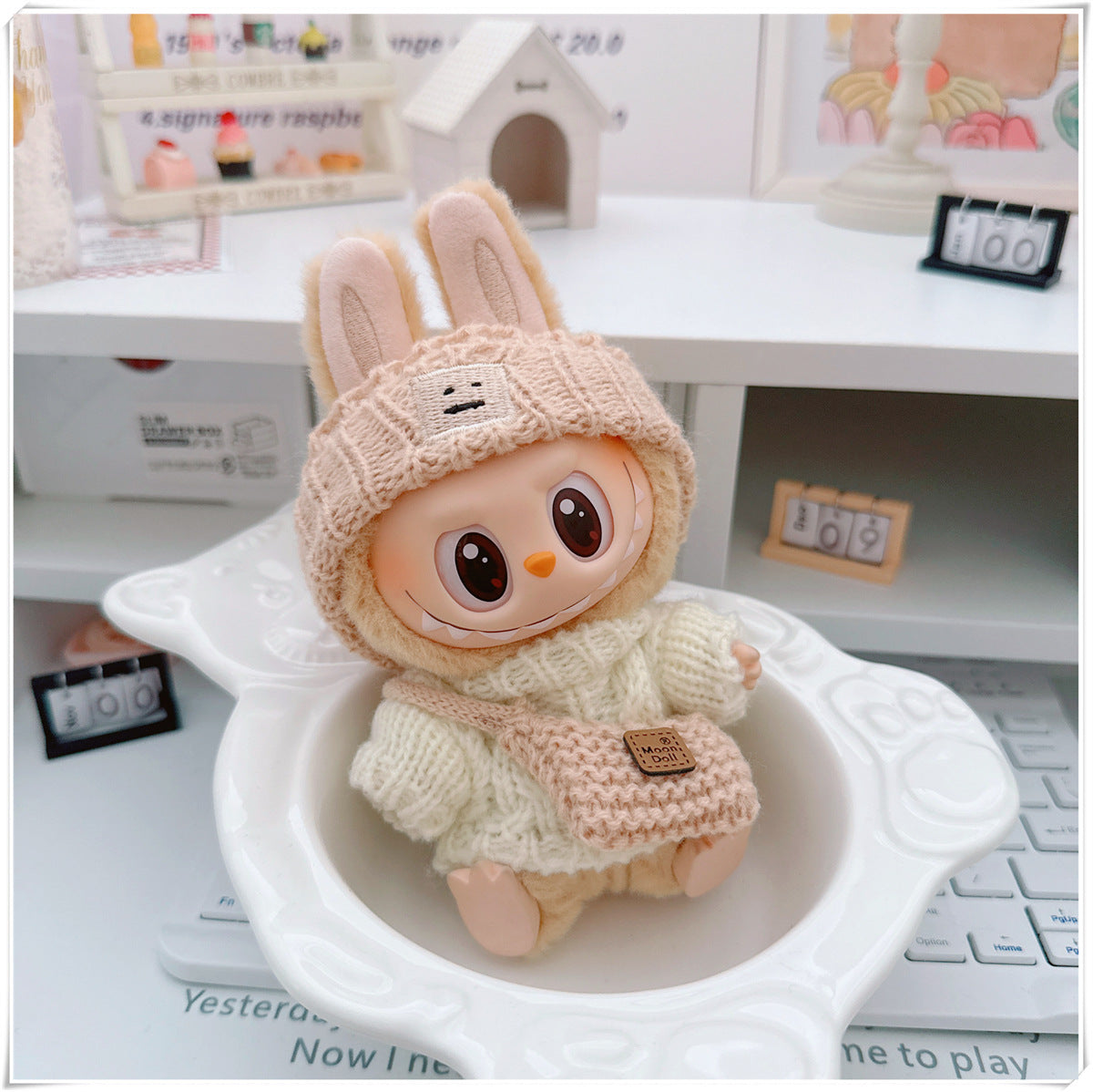 Labubu Set of CLOTHES ONLY – Sweater, Hat & Crossbody Bag Combo
