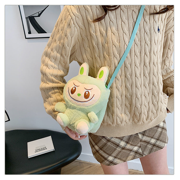 Labubu Plush Doll Fashionable Side Bag – Cute Popmart Crossbody Shoulder Bag