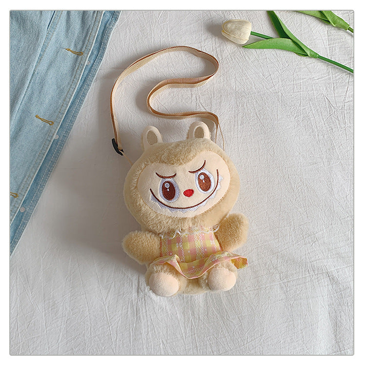 Labubu Plush Doll Fashionable Side Bag – Cute Popmart Crossbody Shoulder Bag