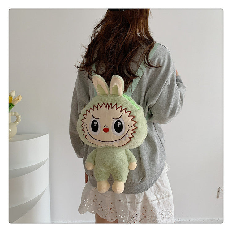 Labubu Plush Doll Fashionable Side Bag – Cute Popmart Crossbody Shoulder Bag
