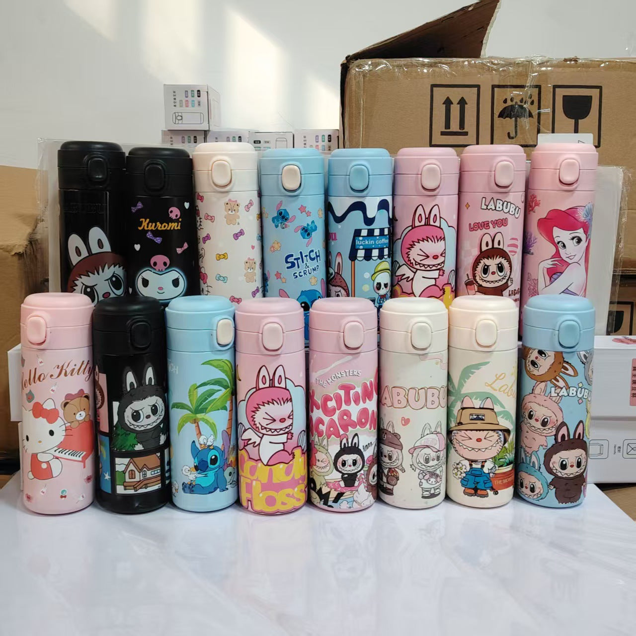 Cute Popmart Labubu Stainless Steel Thermos Bottle – Kids Cartoon Cup