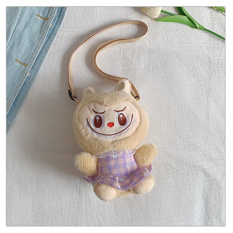 Labubu Plush Doll Fashionable Side Bag – Cute Popmart Crossbody Shoulder Bag