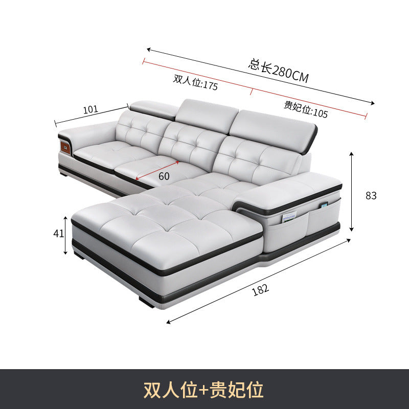 Multifunctional Corner Sofa with Stylish Electric Leather & Massage