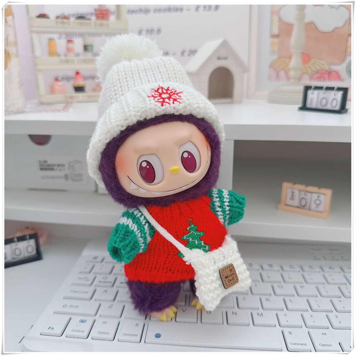 Labubu Set of CLOTHES ONLY – Sweater, Hat & Crossbody Bag Combo