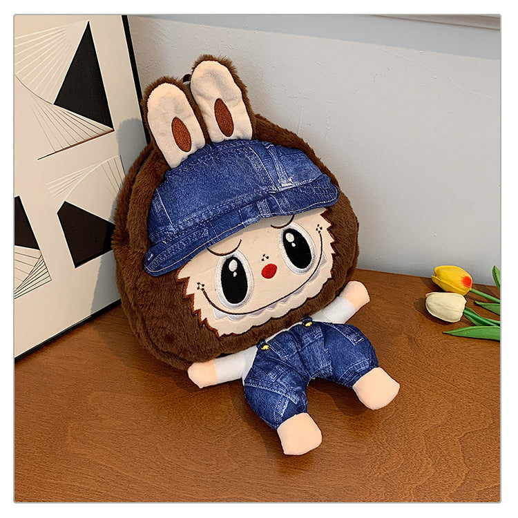 Labubu Plush Doll Fashionable Side Bag – Cute Popmart Crossbody Shoulder Bag