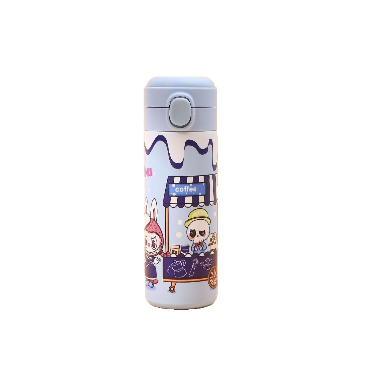 Cute Popmart Labubu Stainless Steel Thermos Bottle – Kids Cartoon Cup