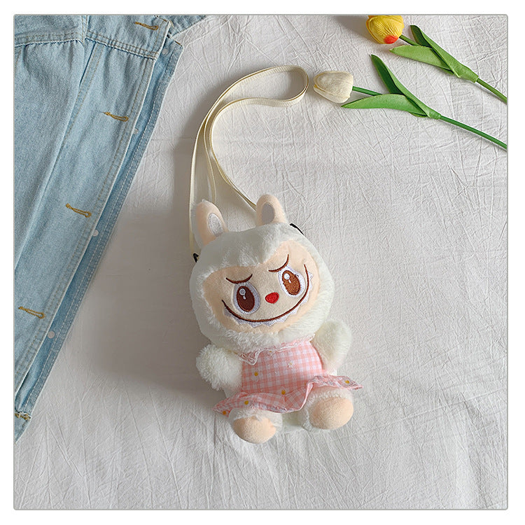 Labubu Plush Doll Fashionable Side Bag – Cute Popmart Crossbody Shoulder Bag