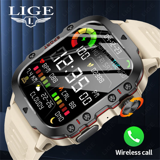 LIGE Square Multifunctional Smartwatch for Men with Camera & Health Tracking