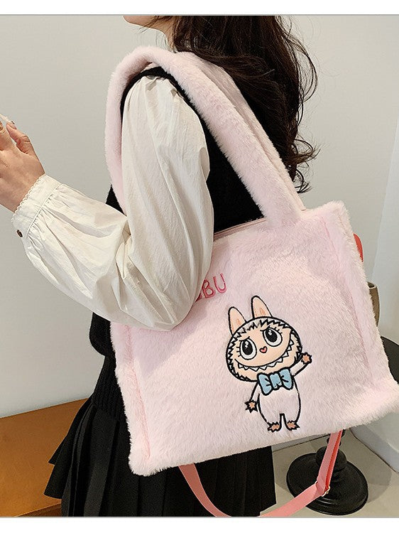Labubu Plush Doll Fashionable Side Bag – Cute Popmart Crossbody Shoulder Bag