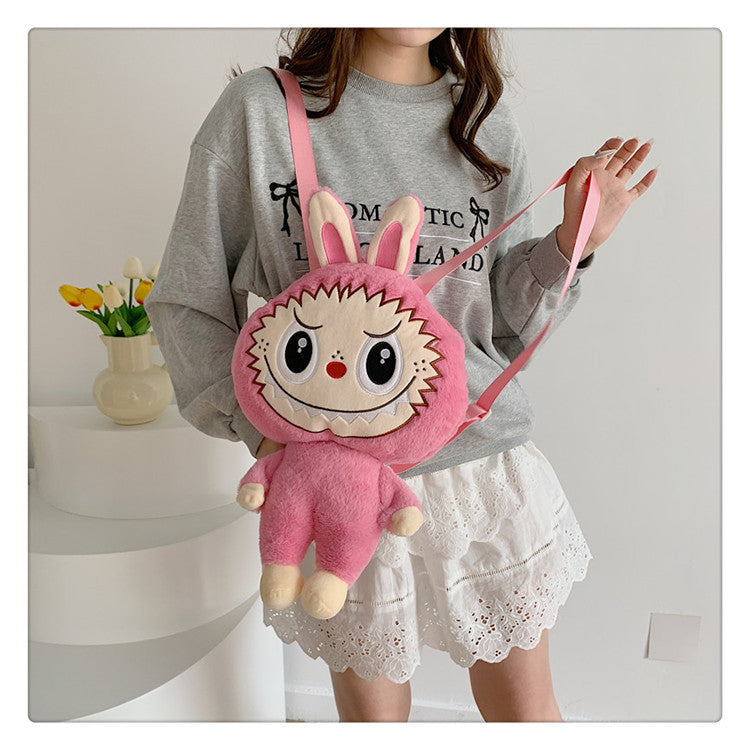 Labubu Plush Doll Fashionable Side Bag – Cute Popmart Crossbody Shoulder Bag
