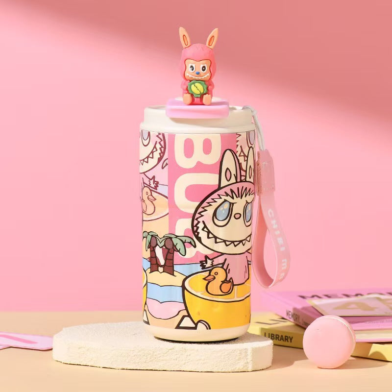 Cute Popmart Labubu Stainless Steel Thermos Bottle – for Water and Beverages