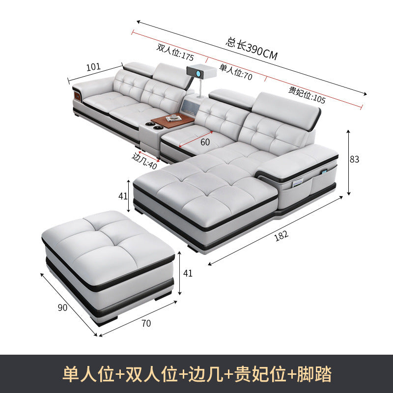 Multifunctional Corner Sofa with Stylish Electric Leather & Massage