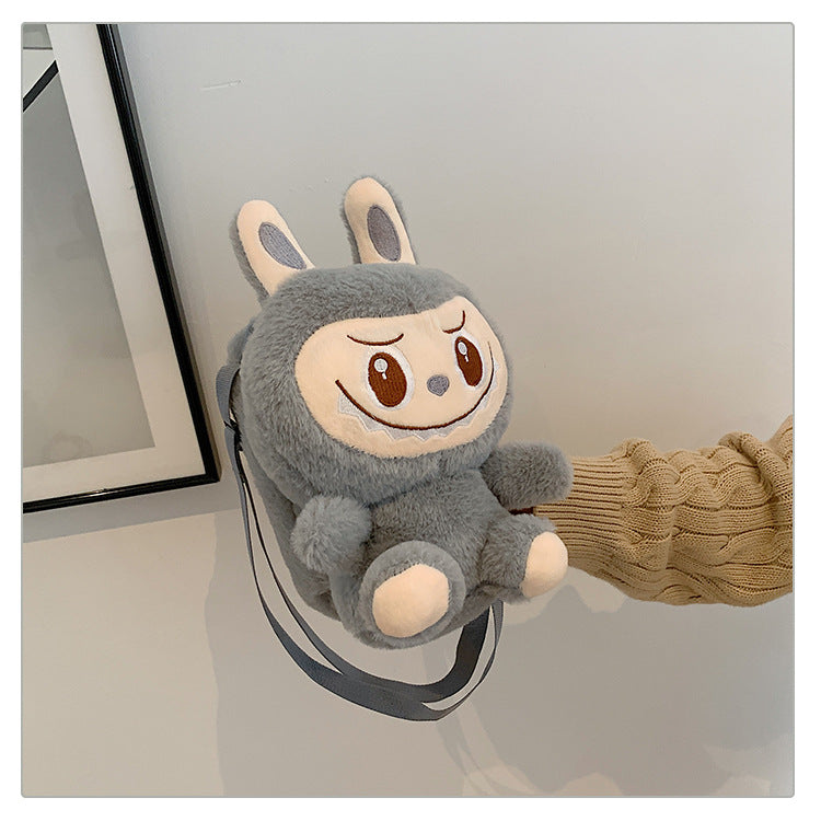 Labubu Plush Doll Fashionable Side Bag – Cute Popmart Crossbody Shoulder Bag