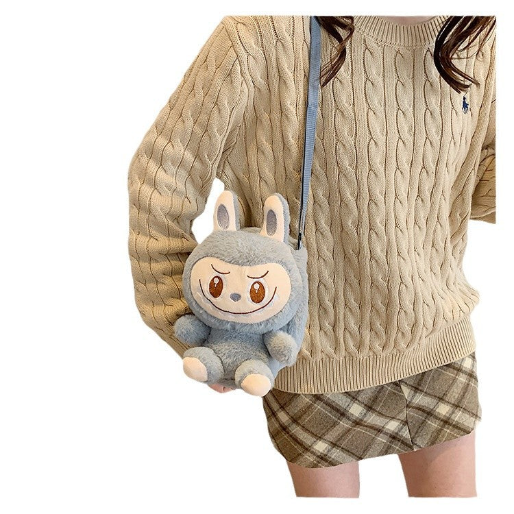 Labubu Plush Doll Fashionable Side Bag – Cute Popmart Crossbody Shoulder Bag