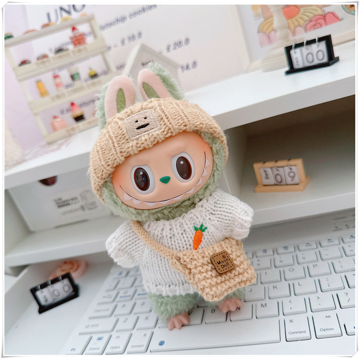 Labubu Set of CLOTHES ONLY – Sweater, Hat & Crossbody Bag Combo