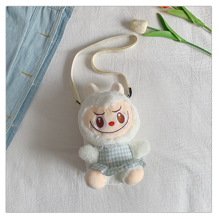 Labubu Plush Doll Fashionable Side Bag – Cute Popmart Crossbody Shoulder Bag