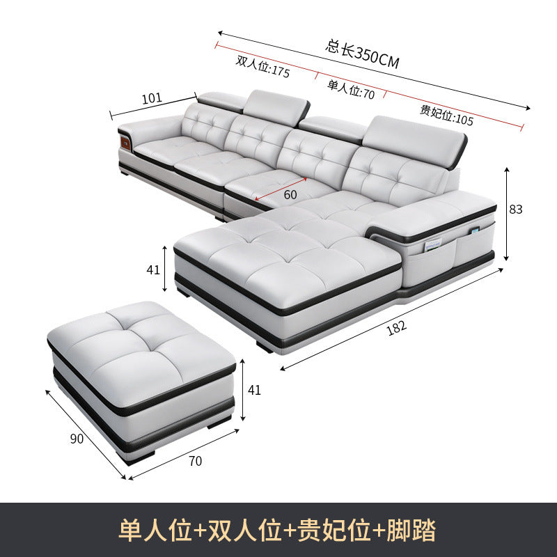 Multifunctional Corner Sofa with Stylish Electric Leather & Massage