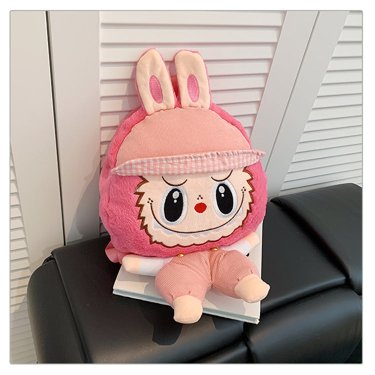 Labubu Plush Doll Fashionable Side Bag – Cute Popmart Crossbody Shoulder Bag