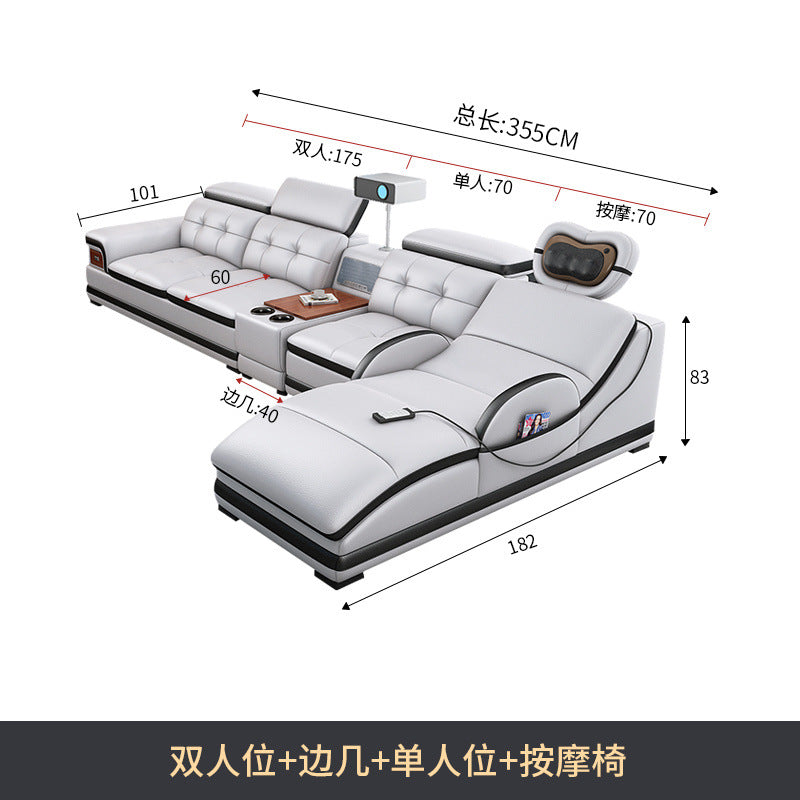 Multifunctional Corner Sofa with Stylish Electric Leather & Massage
