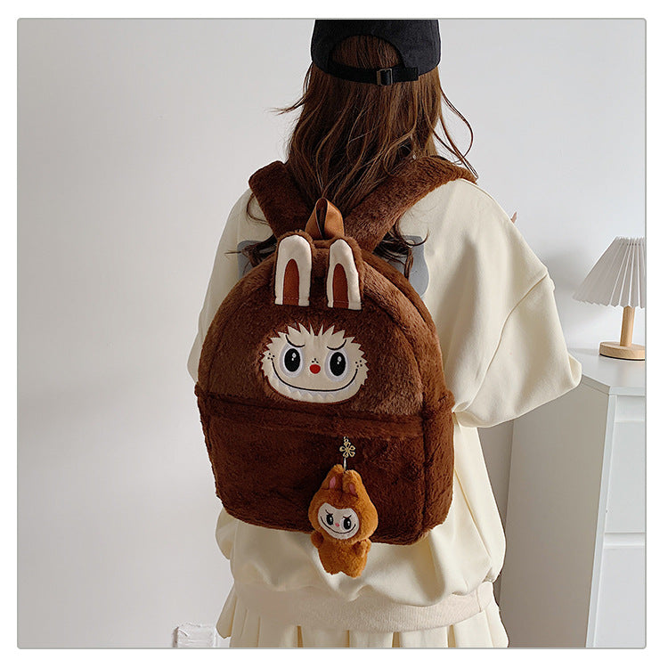 Labubu Plush Doll Fashionable Side Bag – Cute Popmart Crossbody Shoulder Bag