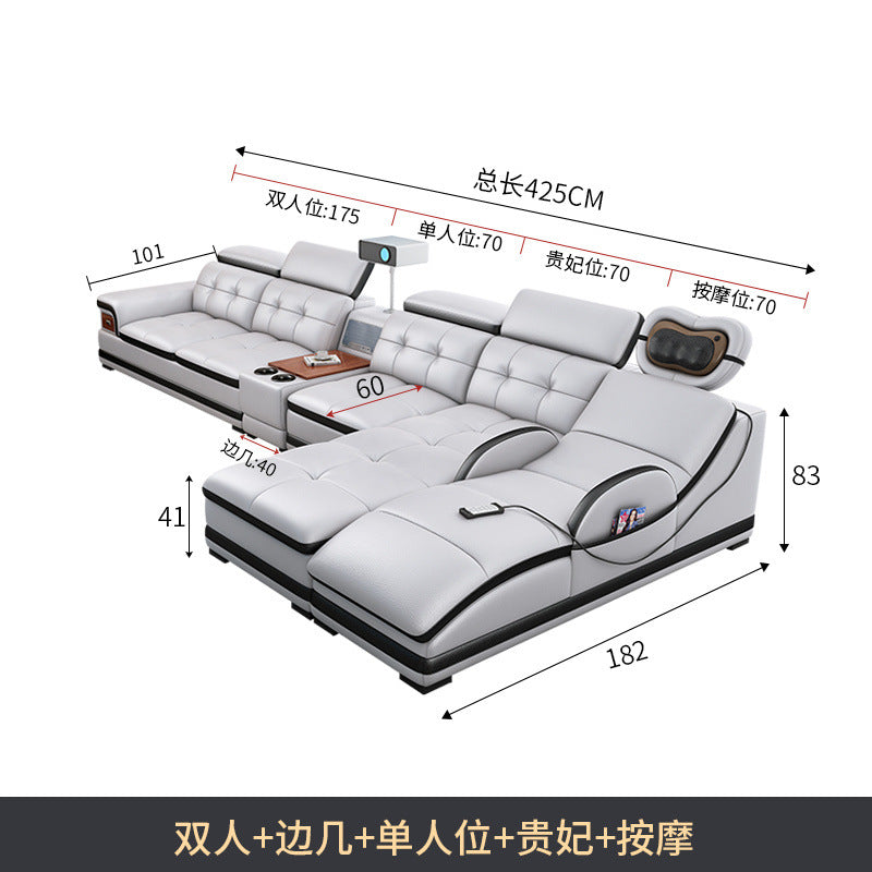Multifunctional Corner Sofa with Stylish Electric Leather & Massage