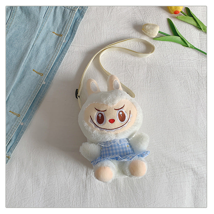 Labubu Plush Doll Fashionable Side Bag – Cute Popmart Crossbody Shoulder Bag