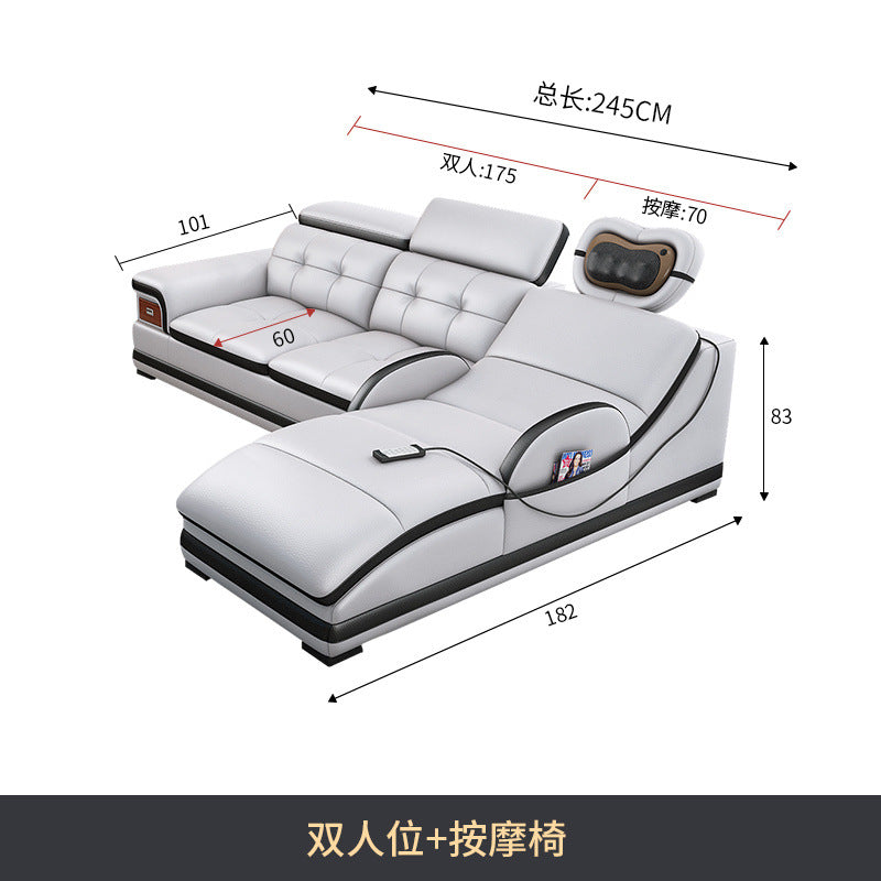 Multifunctional Corner Sofa with Stylish Electric Leather & Massage