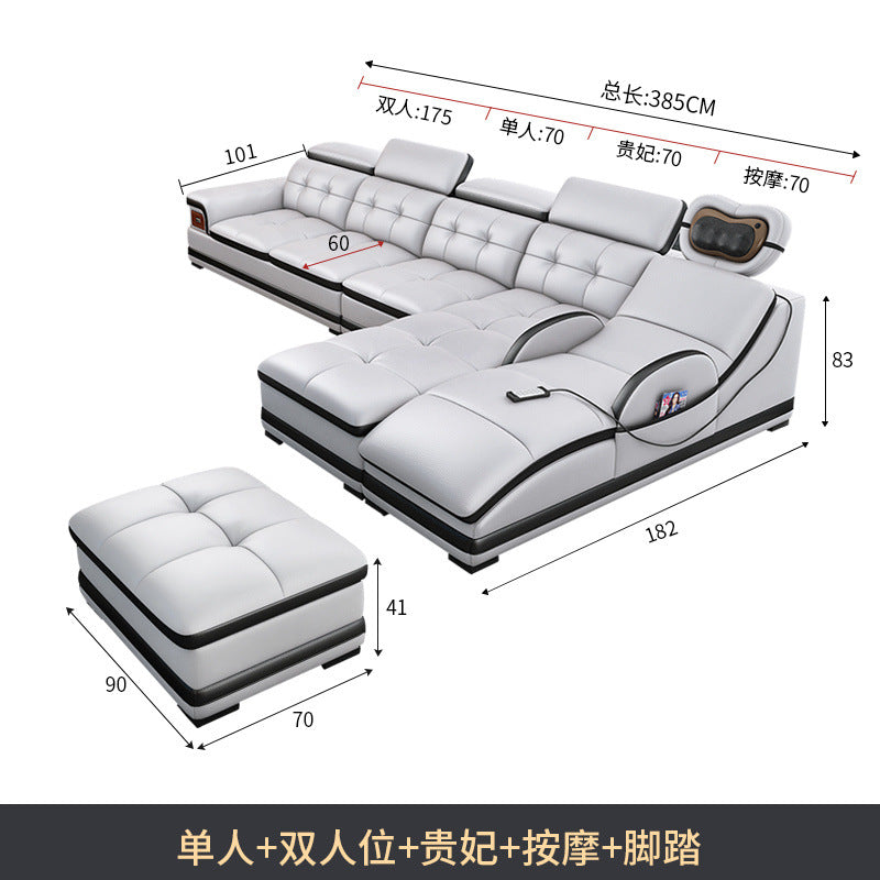 Multifunctional Corner Sofa with Stylish Electric Leather & Massage