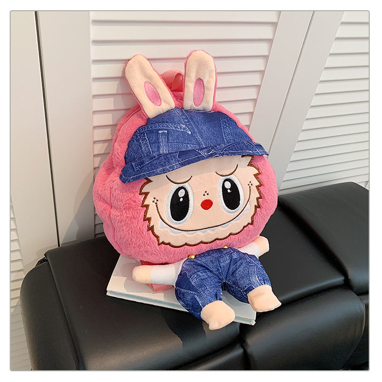 Labubu Plush Doll Fashionable Side Bag – Cute Popmart Crossbody Shoulder Bag