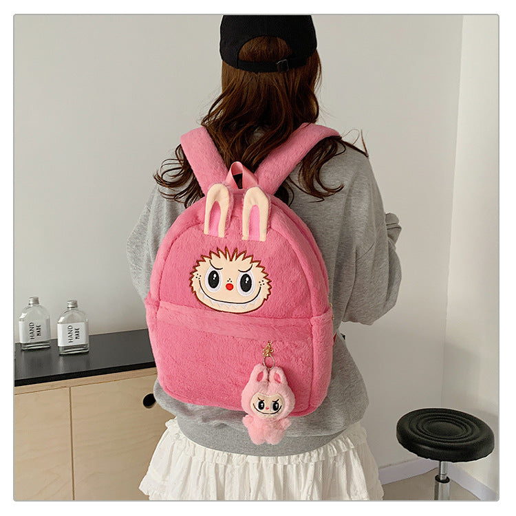Labubu Plush Doll Fashionable Side Bag – Cute Popmart Crossbody Shoulder Bag
